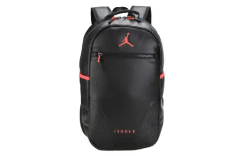 Jordan Polyester With Leather Backpack Unisex Black Red