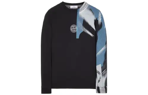 STONE ISLAND T Shirts Men's Black Crew Neck Moderate Straight Fit