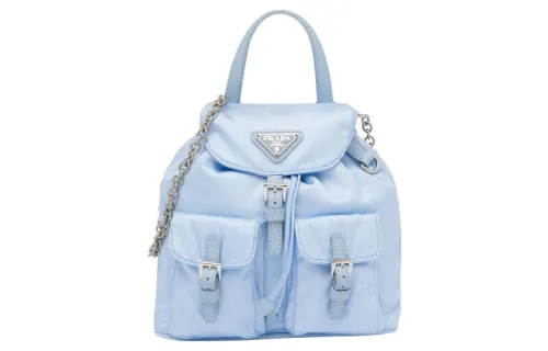 PRADA Re Nylon Fabric With Leather Backpack Mini Women's Sky Blue