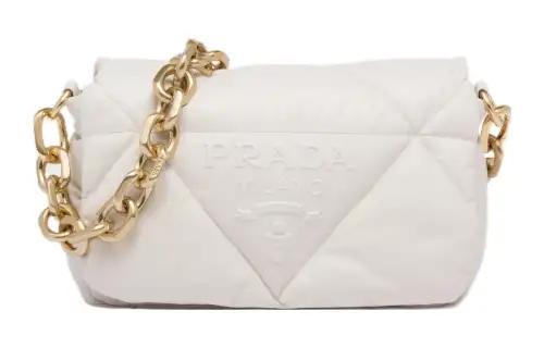 PRADA Nappa Leather Crossbody Bag, Shoulder Bag Women's White