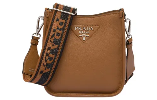 PRADA Leather Crossbody Bag, Shoulder Bag Mini Women's Caramel