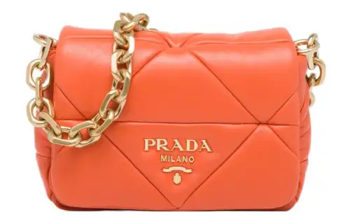 PRADA Leather Portable Crossbody Bag, Shoulder Bag Women's Orange