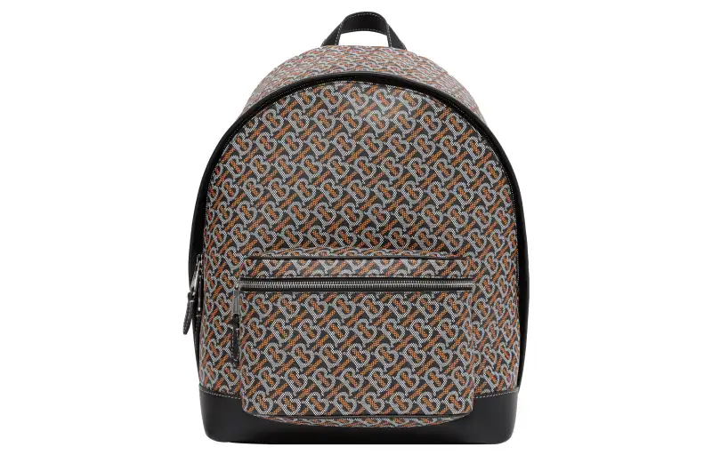 Burberry Leather Backpack Men's Black/Orange