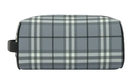 Burberry Vintage Check Print Wash Bag Light Grey