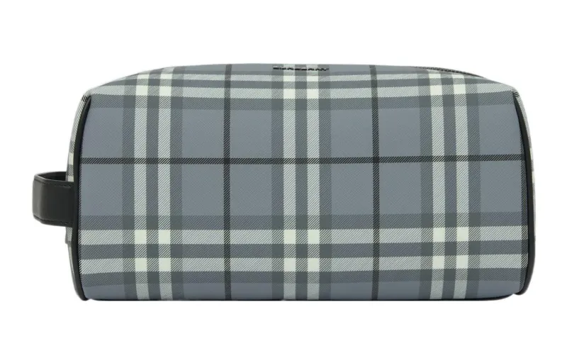 Burberry Vintage Check Print Wash Bag Light Grey