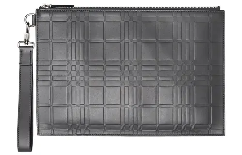 Burberry Calfskin Storage Bag Clutch Large Men's Gray