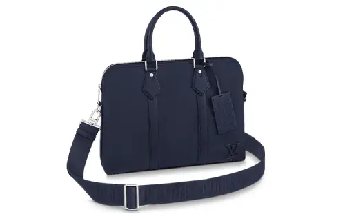 LOUIS VUITTON Cow Leather Shoulder Bag, Crossbody Bag, Handbag, Briefcase Large Men's Marine Blue