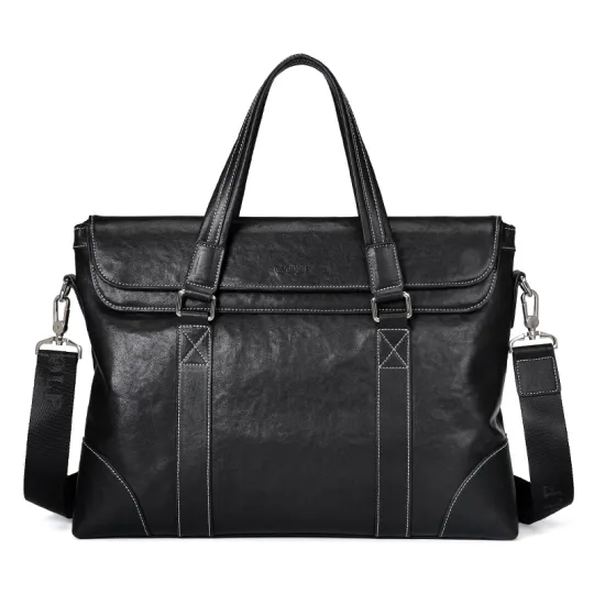 GOLF Top Grain Cow Leather Genuine Leather Briefcase Large Men's Black