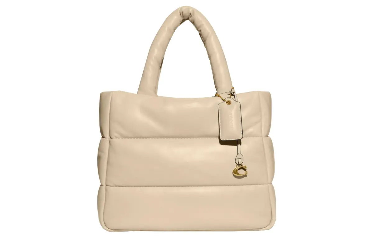 COACH Pillow Leather Cloud Bag, Tote Bag, Shopping Bag, Shoulder Bag, Handbag Large Women's Ivory White