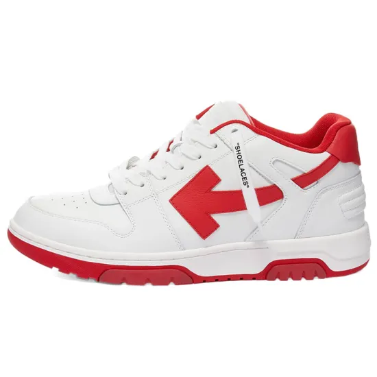 OFF-WHITE Out Of Office 'OOO' Low Tops White Red