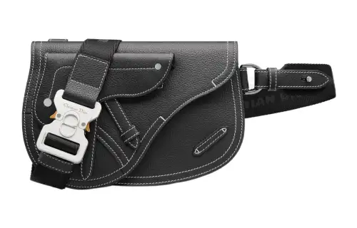 DIOR Grained Calfskin Saddle Bag, One Shoulder, Crossbody Sling Bag, Fanny Pack Men's Black