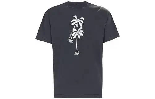 PALM ANGELS T Shirts Men's Gray Crew Neck Moderate Straight Fit