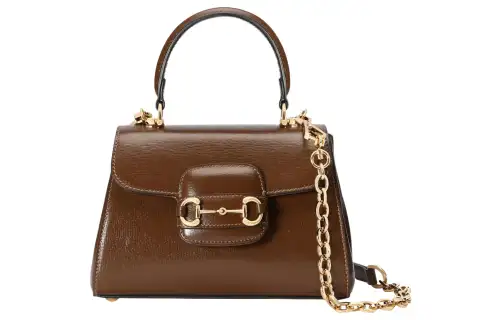 GUCCI Horsebit 1955 Leather Shoulder Bag, Crossbody Bag, Handbag Mini Women's Light Brown