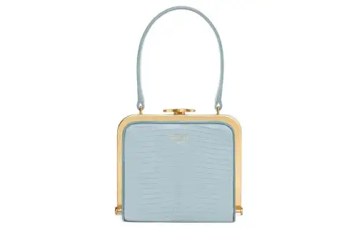 CELINE Lana Lizard Skin Makeup Box Handbag Women's Ice Blue