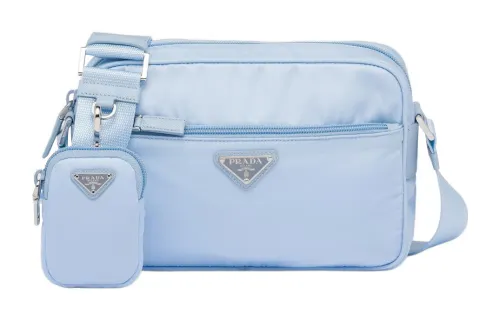 PRADA Re Nylon Recycled Nylon Fabric Crossbody Bag, Shoulder Bag Women's Sky Blue