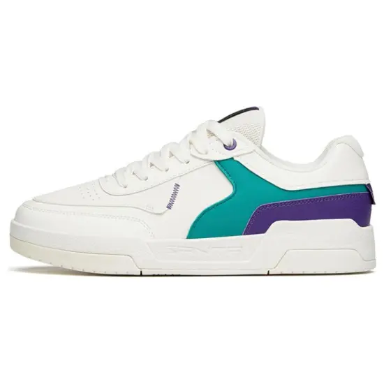 ANTA Skateboard Shoes Men Low-Top Ivory White/Seaweed Green/Dynasty Purple