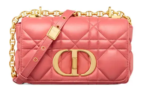 DIOR Caro Calfskin Handheld Shoulder Bag, Crossbody Bag Small Women's Pink Coral