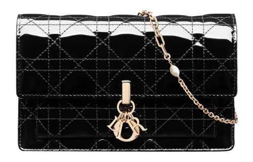 DIOR Lady Dior Calfskin Clutch, Shoulder Bag, Crossbody Bag Women's Black