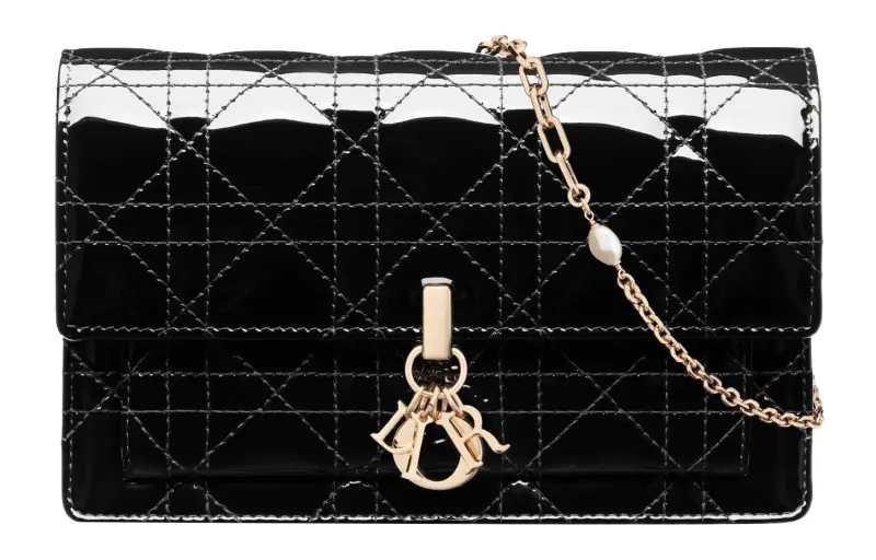 DIOR Lady Dior Calfskin Clutch, Shoulder Bag, Crossbody Bag Women's Black