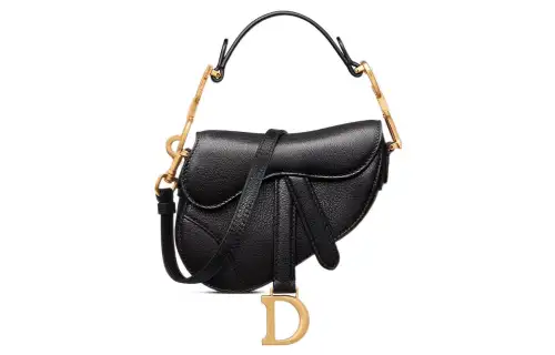 DIOR Saddle Goatskin Saddle Bag, Shoulder Bag, Crossbody Bag, Handbag Extra Mini Women's Black