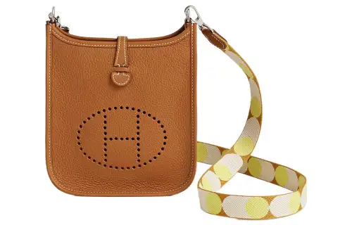 HERMES Evelyne Clemence Calfskin Crossbody Bag, Shoulder Bag 16 Women's Gold Brown