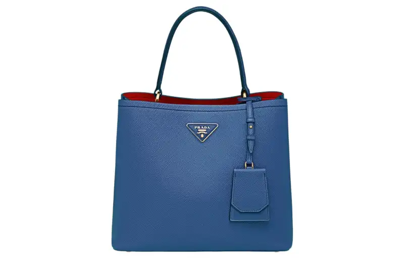 PRADA Saffiano Leather Shoulder Bag, Crossbody Bag, Handbag Large Women's Cornflower Blue