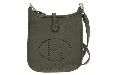 HERMES Evelyne Clemence Bullock Leather Crossbody Bag, Shoulder Bag 16 Women's Q0 VERT MANGROVE Gray Green