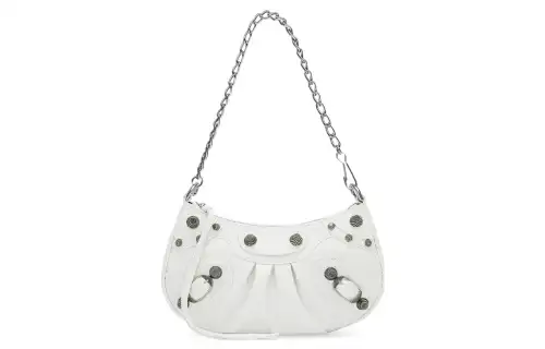 Balenciaga Le Cagole Sheepskin Shoulder Bag, Portable Crossbody Bag Mini Women's White