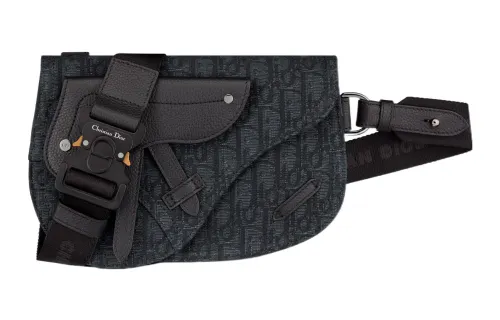 DIOR Jacquard Canvas Shoulder Bag, Crossbody Bag Men's Black