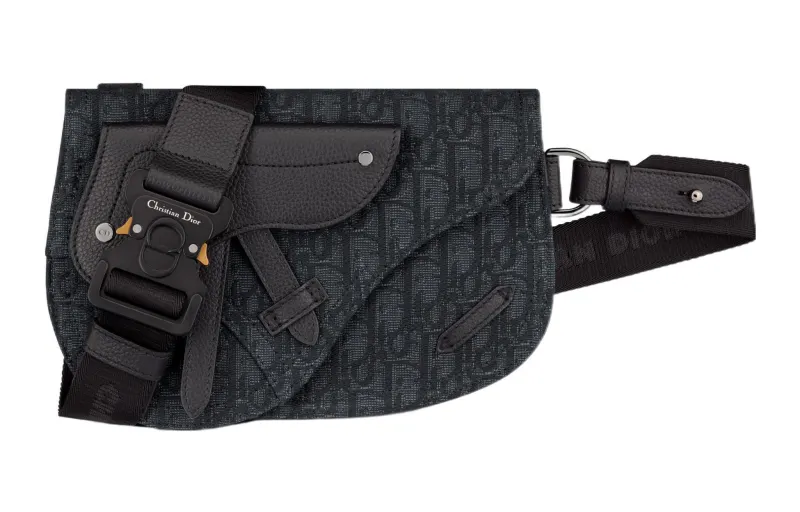 DIOR Jacquard Canvas Shoulder Bag, Crossbody Bag Men's Black