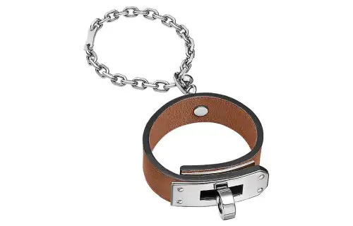 HERMES Kelly Calfskin, Palladium Plated Metal Accessories Unisex Brown/Silver
