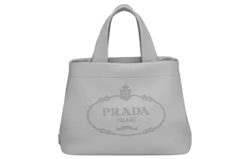 PRADA Leather Tote Bag, Shopping Bag, Handbag Medium Women's Gray