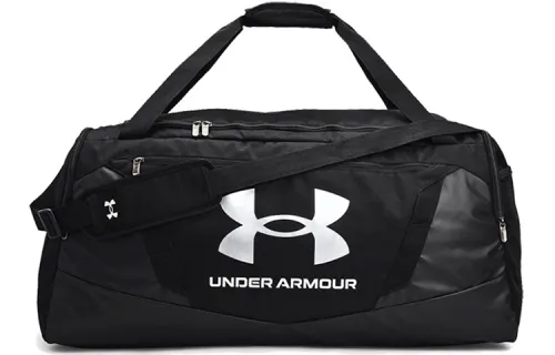 Under Armour Polyester Travel Bag, Shoulder Bag Regular Unisex Black+Metallic Silver
