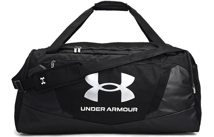 Under Armour Polyester Travel Bag, Shoulder Bag Regular Unisex Black+Metallic Silver
