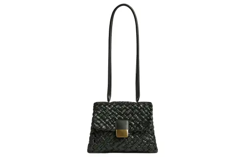 Bottega Veneta Calfskin Crossbody Bag, Shoulder Bag Women's Dark Green