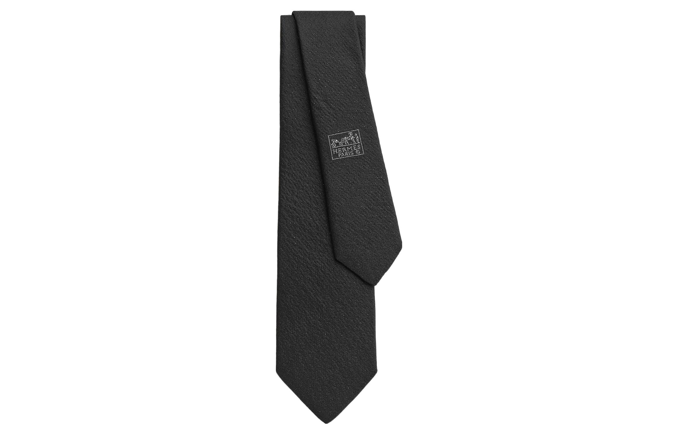 HERMES Fashion Trend Tie 7 Silk Tie Men's Black