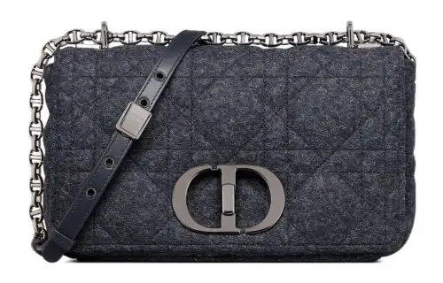 DIOR Caro Felt Handheld Shoulder Bag, Crossbody Bag Medium Women's Marine Blue
