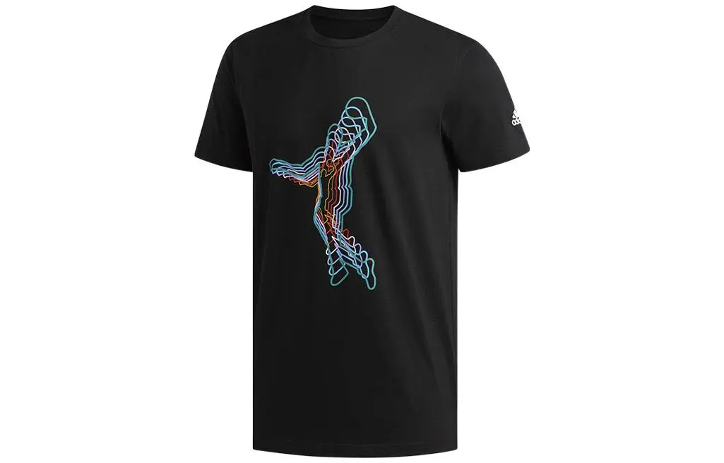 Adidas T-Shirts Men's Black Crew Neck Moderate Straight Fit