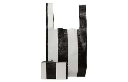 Balenciaga Leather Shopping Bag Handbag Regular Women's Black/White