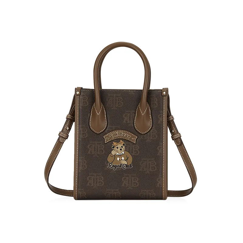 Teenie Weenie PVC Tote Bag, Shopping Bag, Crossbody Bag, Handbag Medium Women's Mocha/Caramel Brown