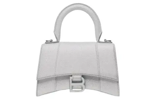 Balenciaga Hourglass Polyester+Polyurethane Shoulder Bag, Crossbody Bag, Handbag Extra Small Women's Silver