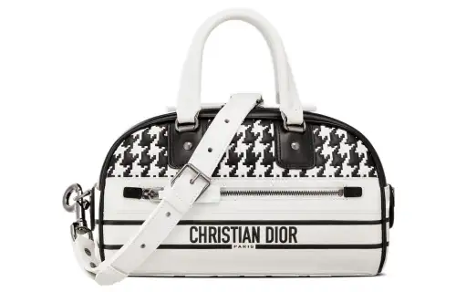 DIOR Calfskin Bowling Bag, Handbag Small Women's White/Black