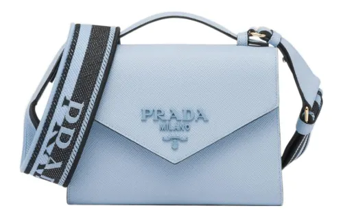 PRADA Saffiano Leather Messenger Bag, Handbag, Shoulder Bag, Crossbody Bag Women's Sky Blue