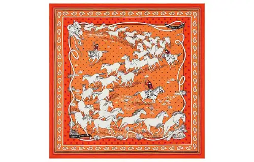 HERMES Silk Scarves Women's Orange