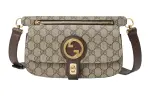 GUCCI Blondie Canvas With Leather Fanny Pack Men's Ebony/Brown