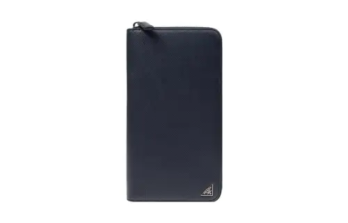 PRADA Saffiano Cow Leather Clutch Wallet Men's Dark Blue