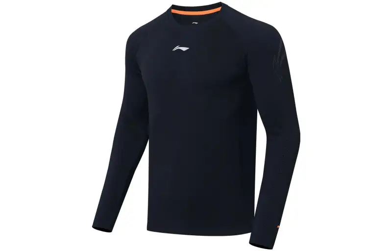 Li Ning Running Collection T Shirts Men's Black Crew Neck Moderate Straight Fit