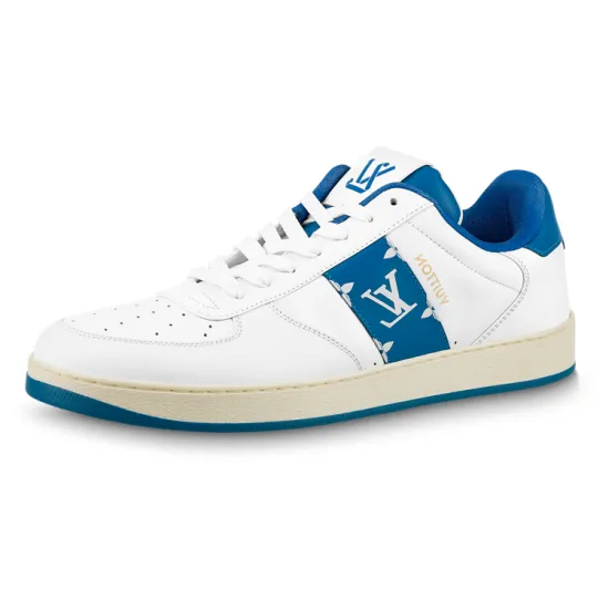 LOUIS VUITTON Rivoli Sneakers 'White With Blue Side Monogram Band'