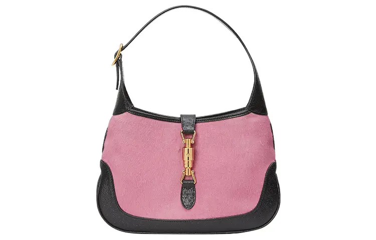 GUCCI Jackie 1961 Canvas With Leather Trim Crescent Shoulder Bag Shoulder Bag Small Women's Black Purple Multicolor