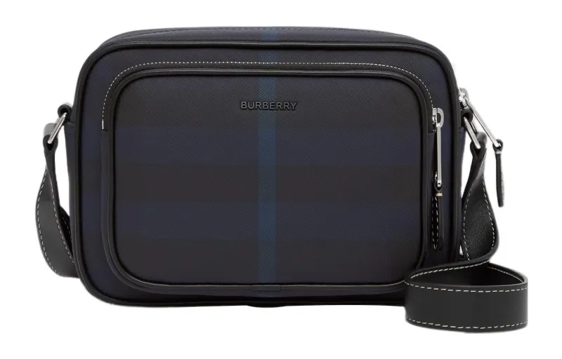 Burberry Leather Trim Shoulder Bag, Crossbody Bag Large Men's Marine Blue